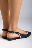 Μπαλαρίνες μυτερές slingback από ψάθα ERYNN - Μαύρο - thefashionproject.gr - ERYNN