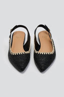 Μπαλαρίνες μυτερές slingback από ψάθα ERYNN - Μαύρο - thefashionproject.gr - ERYNN