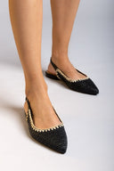 Μπαλαρίνες μυτερές slingback από ψάθα ERYNN - Μαύρο - thefashionproject.gr - ERYNN