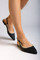 Μπαλαρίνες μυτερές slingback από ψάθα ERYNN - Μαύρο - thefashionproject.gr - ERYNN