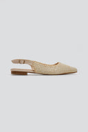 Μπαλαρίνες μυτερές slingback από ψάθα ERYNN - Μπεζ - thefashionproject.gr - ERYNN