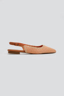 Μπαλαρίνες μυτερές slingback από ψάθα ERYNN - Ροδακινί - thefashionproject.gr - ERYNN