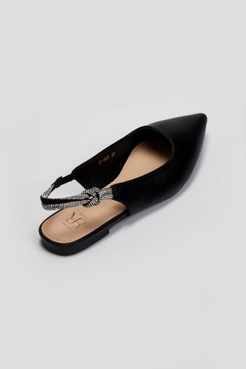 Μπαλαρίνες μυτερές slingback με στρας ERYNN - Μαύρο - thefashionproject.gr - ERYNN