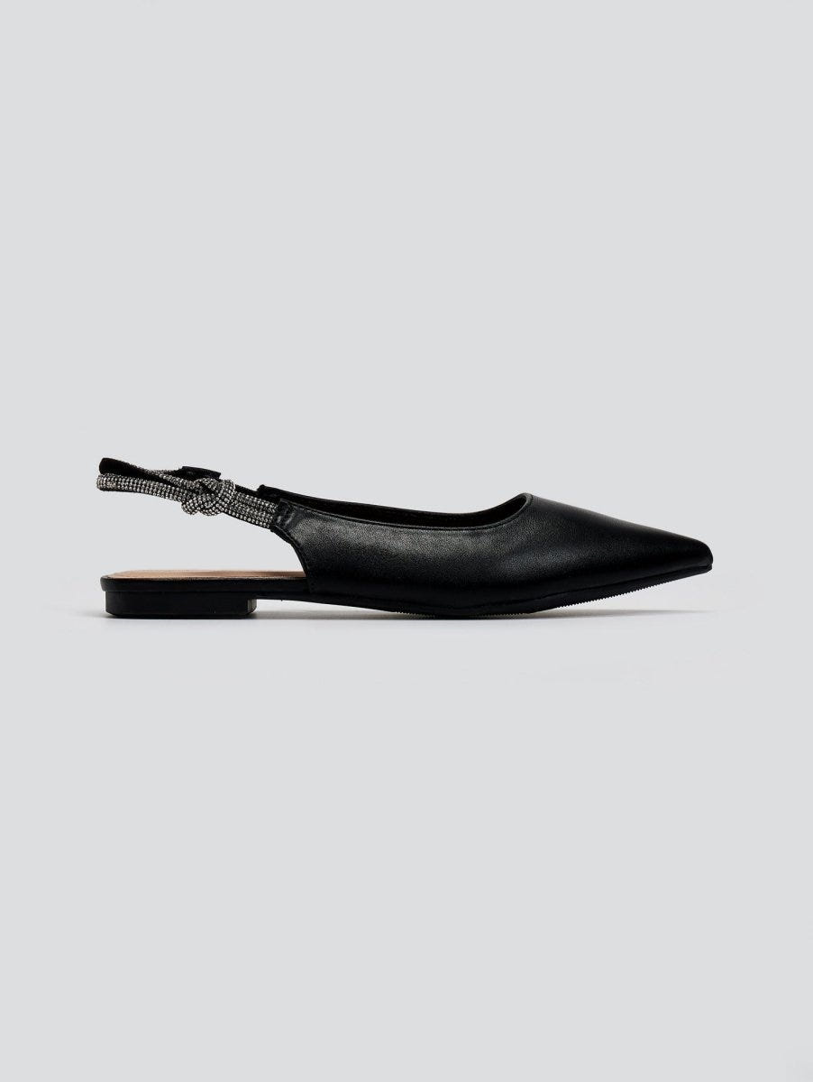 Μπαλαρίνες μυτερές slingback με στρας ERYNN - Μαύρο - thefashionproject.gr - ERYNN