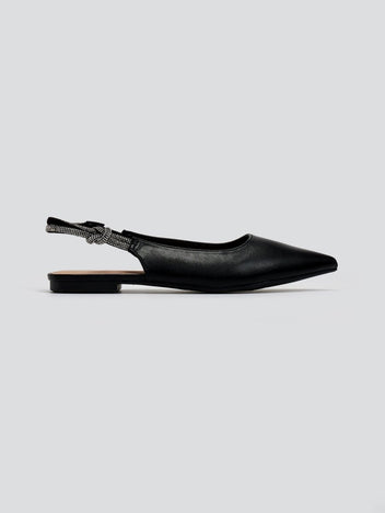 Μπαλαρίνες μυτερές slingback με στρας ERYNN - Μαύρο - thefashionproject.gr - ERYNN