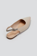 Μπαλαρίνες μυτερές slingback με στρας ERYNN - Μπεζ - thefashionproject.gr - ERYNN