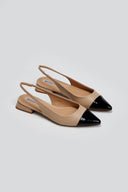 Μπαλαρίνες μυτερές slingback - Μπεζ/Μαύρο - thefashionproject.gr - BOTEGGA 22