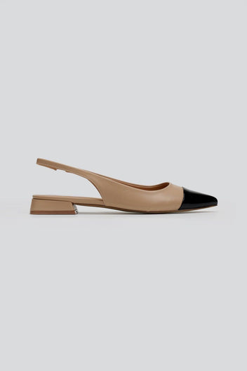 Μπαλαρίνες μυτερές slingback - Μπεζ/Μαύρο - thefashionproject.gr - BOTEGGA 22