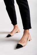 Μπαλαρίνες μυτερές slingback - Μπεζ/Μαύρο - thefashionproject.gr - BOTEGGA 22