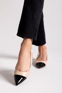 Μπαλαρίνες μυτερές slingback - Μπεζ/Μαύρο - thefashionproject.gr - BOTEGGA 22