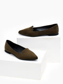 Μπαλαρίνες μυτερές suede Estil - Λαδί - thefashionproject.gr - Estil