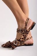 Μπαλαρίνες μυτερές suede με τοκάδες - Leopard - thefashionproject.gr - Ideal shoes