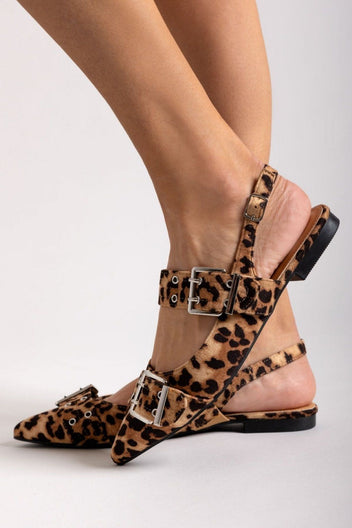 Μπαλαρίνες μυτερές suede με τοκάδες - Leopard - thefashionproject.gr - Ideal shoes