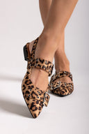 Μπαλαρίνες μυτερές suede με τοκάδες - Leopard - thefashionproject.gr - Ideal shoes
