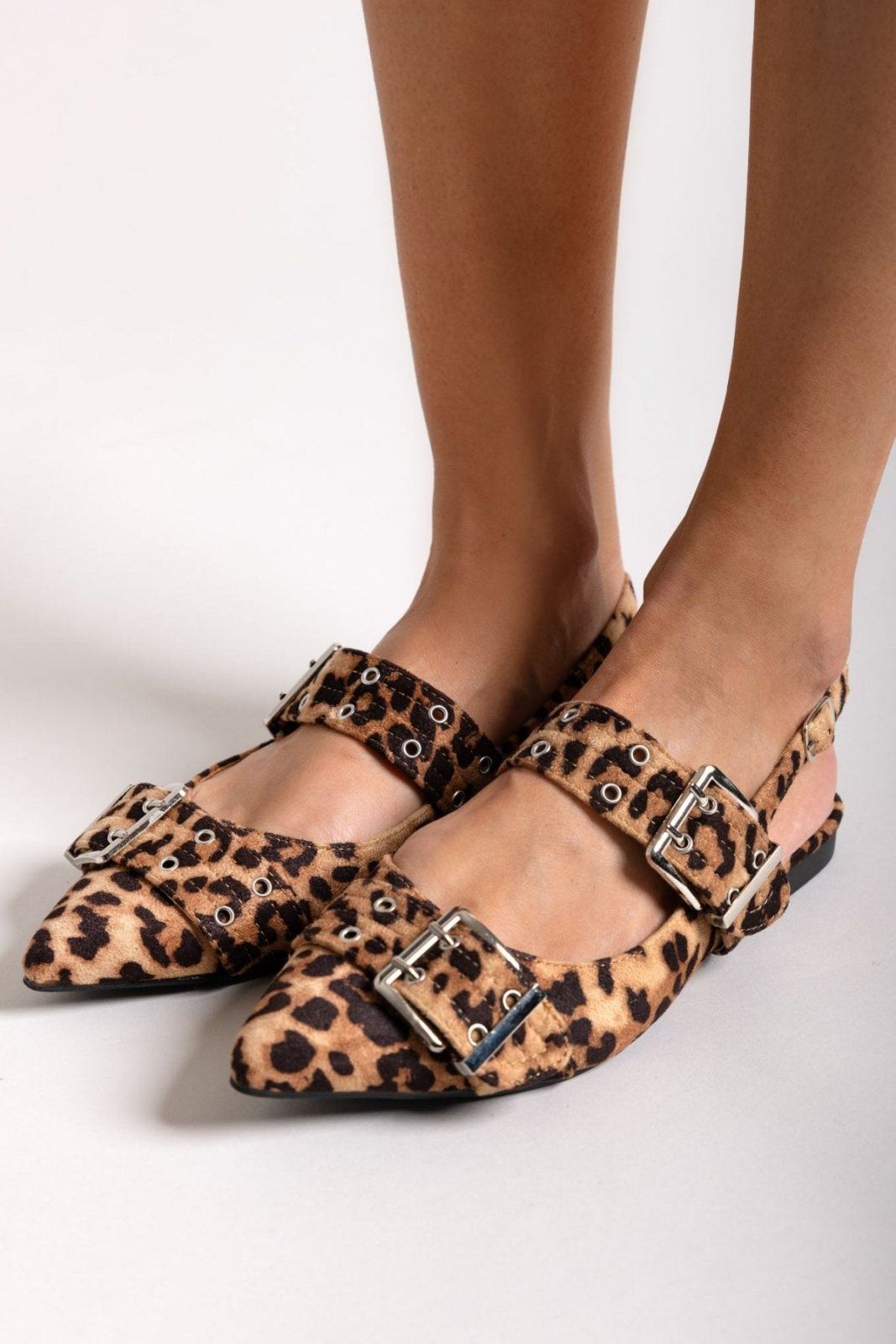 Μπαλαρίνες μυτερές suede με τοκάδες - Leopard - thefashionproject.gr - Ideal shoes