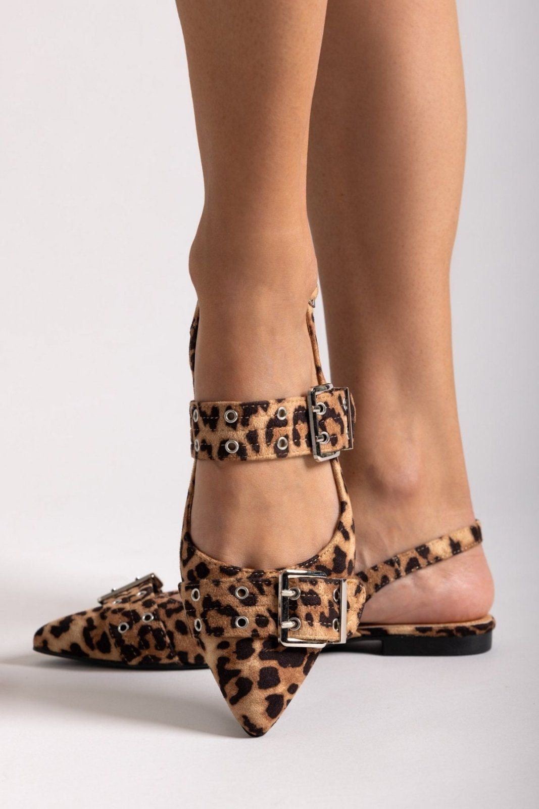 Μπαλαρίνες μυτερές suede με τοκάδες - Leopard - thefashionproject.gr - Ideal shoes