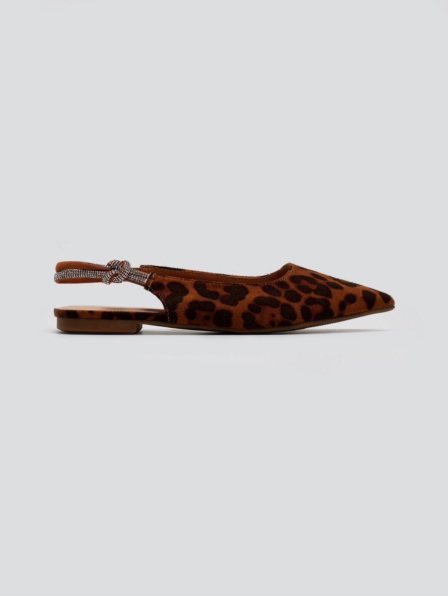 Μπαλαρίνες μυτερές suede slingback με στρας ERYNN - Leopard - thefashionproject.gr - ERYNN