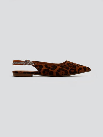 Μπαλαρίνες μυτερές suede slingback με στρας ERYNN - Leopard - thefashionproject.gr - ERYNN