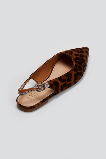 Μπαλαρίνες μυτερές suede slingback με στρας ERYNN - Leopard - thefashionproject.gr - ERYNN
