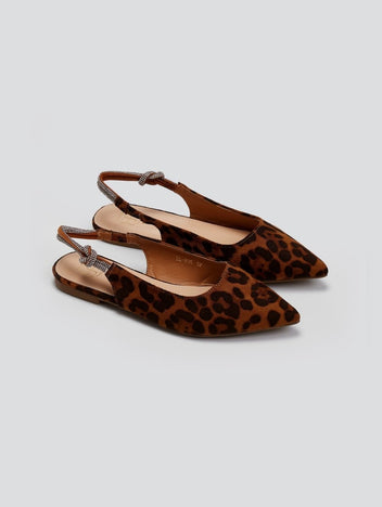 Μπαλαρίνες μυτερές suede slingback με στρας ERYNN - Leopard - thefashionproject.gr - ERYNN