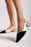 Μπαλαρίνες slingback μυτερές - Μαύρο/Μπεζ - thefashionproject.gr - Sergio Todzi