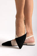 Μπαλαρίνες slingback μυτερές - Μαύρο/Μπεζ - thefashionproject.gr - Sergio Todzi