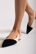 Μπαλαρίνες slingback μυτερές - Μαύρο/Μπεζ - thefashionproject.gr - Sergio Todzi