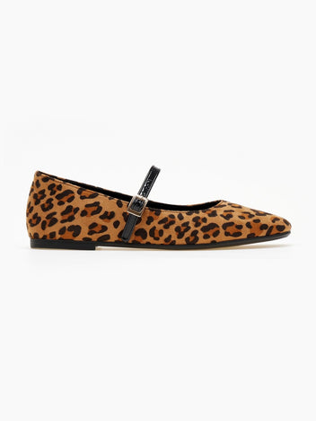 Μπαλαρίνες suede με print - Leopard - thefashionproject.gr - TFP