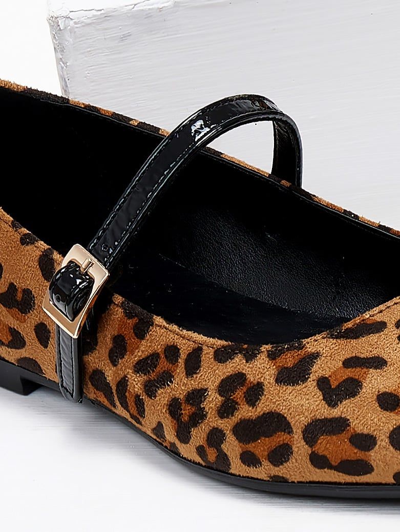 Μπαλαρίνες suede με print - Leopard - thefashionproject.gr - TFP