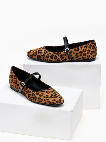 Μπαλαρίνες suede με print - Leopard - thefashionproject.gr - TFP