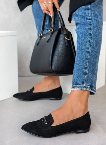 Μπαλαρίνες suede μυτερά estil - Μαύρο - thefashionproject.gr - Estil