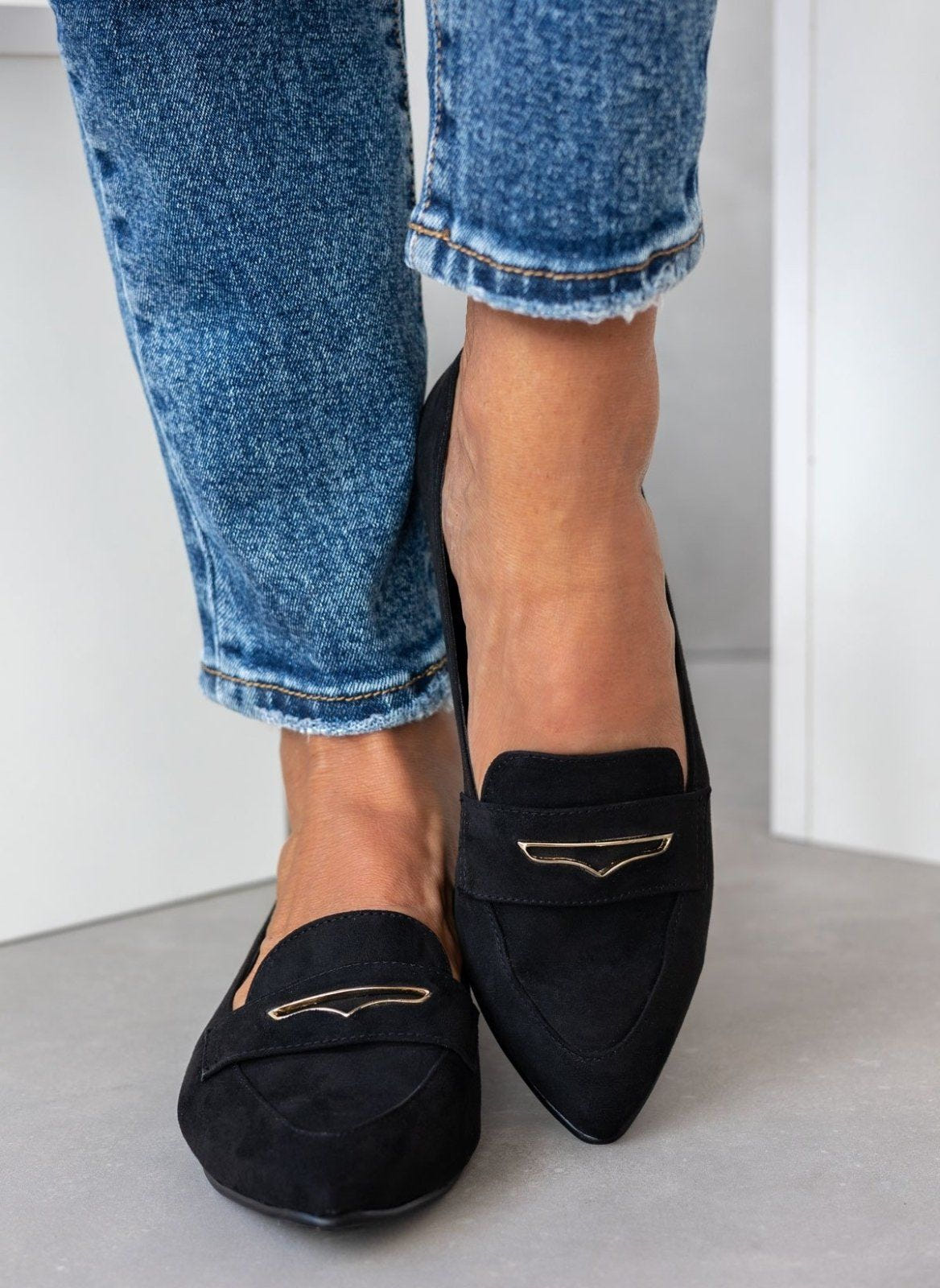 Μπαλαρίνες suede μυτερά estil - Μαύρο - thefashionproject.gr - Estil