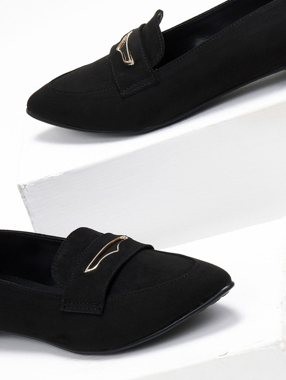 Μπαλαρίνες suede μυτερά estil - Μαύρο - thefashionproject.gr - Estil
