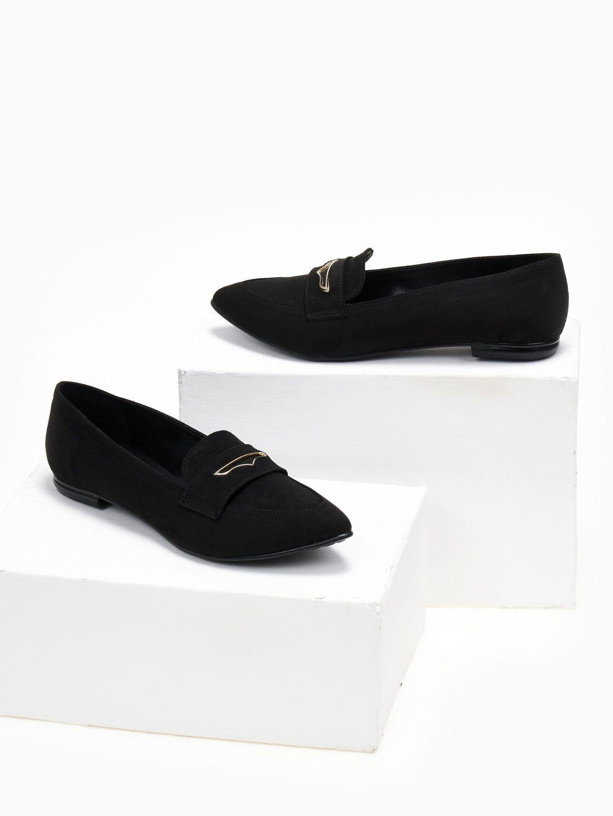 Μπαλαρίνες suede μυτερά estil - Μαύρο - thefashionproject.gr - Estil
