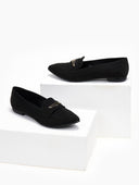 Μπαλαρίνες suede μυτερά estil - Μαύρο - thefashionproject.gr - Estil