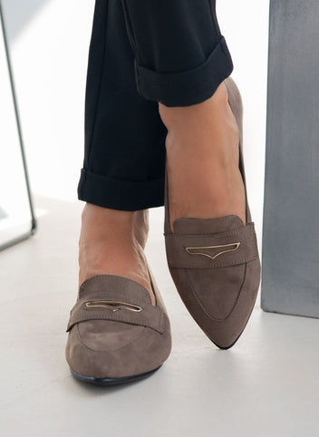 Μπαλαρίνες suede μυτερά estil - Τάουπε - thefashionproject.gr - Estil