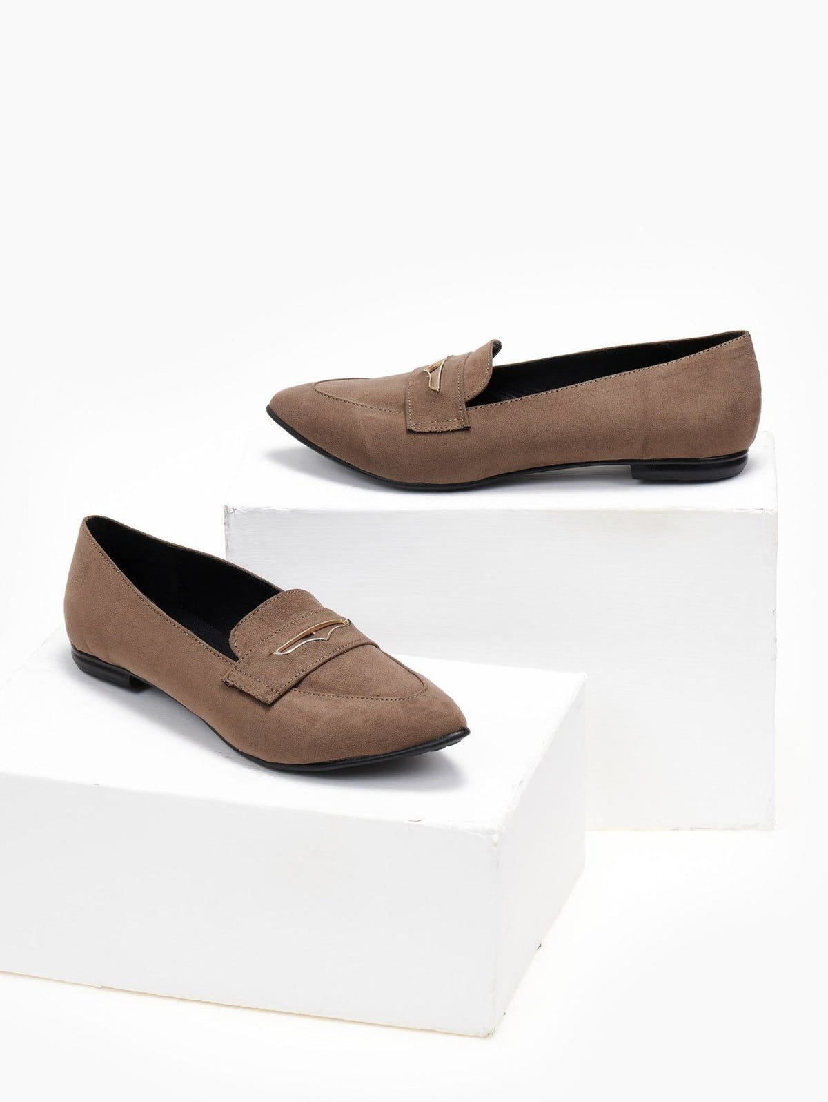 Μπαλαρίνες suede μυτερά estil - Τάουπε - thefashionproject.gr - Estil