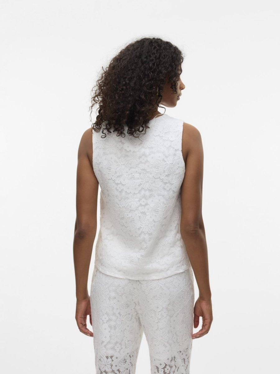 Μπλούζα αμάνικη με δαντέλα Vero Moda 10330053 - Λευκό - thefashionproject.gr - VERO MODA