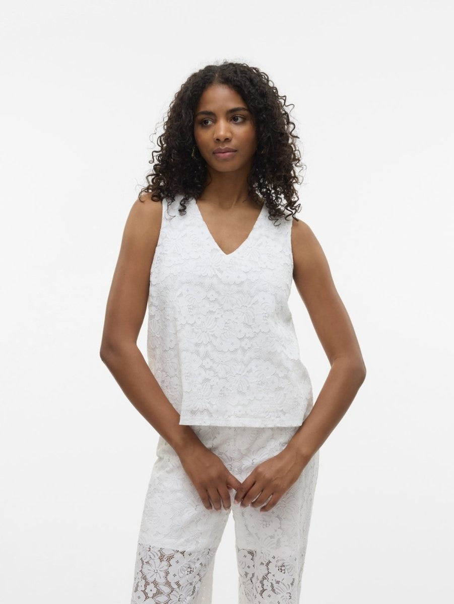 Μπλούζα αμάνικη με δαντέλα Vero Moda 10330053 - Λευκό - thefashionproject.gr - VERO MODA