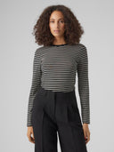 Μπλούζα μακρυμάνικη με ρίγες AWARE by VERO MODA 10298360 - Μαύρο/Μπεζ - thefashionproject.gr - AWARE by VERO MODA