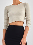 Μπλούζα μακρυμάνικη ριμπ ONLY 15315636 - Μπεζ - thefashionproject.gr - ONLY - 21325003007