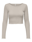 Μπλούζα μακρυμάνικη ριμπ ONLY 15315636 - Μπεζ - thefashionproject.gr - ONLY