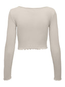 Μπλούζα μακρυμάνικη ριμπ ONLY 15315636 - Μπεζ - thefashionproject.gr - ONLY