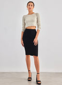 Μπλούζα μακρυμάνικη ριμπ ONLY 15315636 - Μπεζ - thefashionproject.gr - ONLY