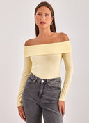 Μπλούζα μακρυμάνικη strapless AWARE 10324239 - Κίτρινο - thefashionproject.gr - AWARE by VERO MODA