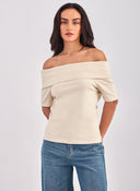 Μπλούζα με ανοιχτούς ώμους AWARE 10304834 - Μπεζ - thefashionproject.gr - AWARE by VERO MODA
