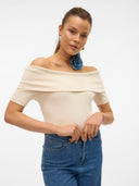 Μπλούζα με ανοιχτούς ώμους AWARE 10304834 - Μπεζ - thefashionproject.gr - AWARE by VERO MODA