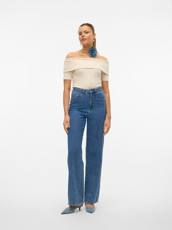 Μπλούζα με ανοιχτούς ώμους AWARE 10304834 - Μπεζ - thefashionproject.gr - AWARE by VERO MODA