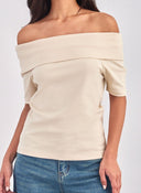 Μπλούζα με ανοιχτούς ώμους AWARE 10304834 - Μπεζ - thefashionproject.gr - AWARE by VERO MODA