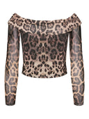 Μπλούζα με ανοιχτούς ώμους PIECES 17156768 - Leopard - thefashionproject.gr - PIECES